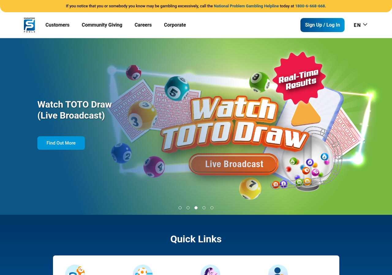 Singapore Pools 공식 호스트를 확인하는 자료 화면